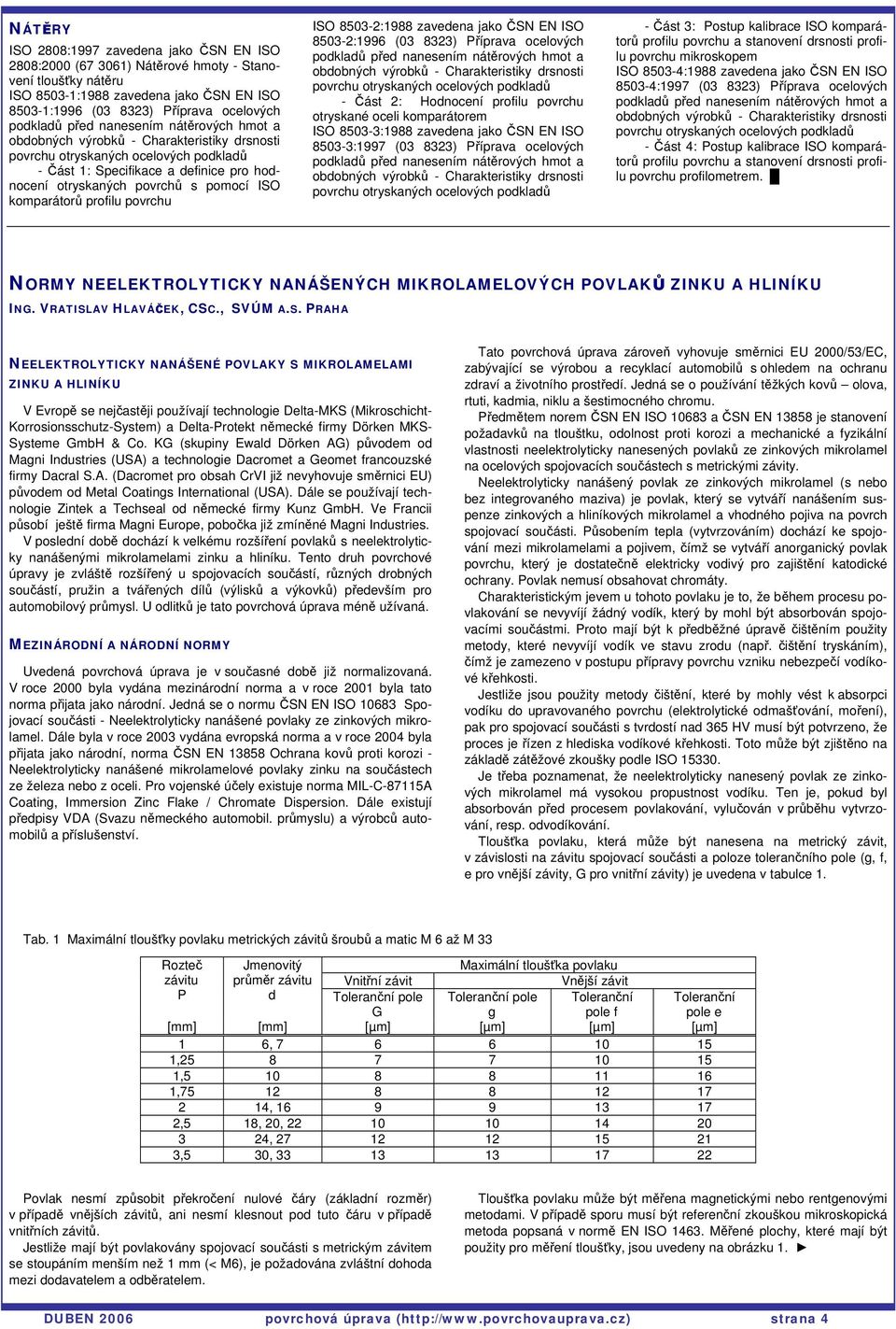 komparátorů profilu povrchu ISO 8503-2:1988 zavedena jako ČSN EN ISO 8503-2:1996 (03 8323) Příprava ocelových podkladů před nanesením nátěrových hmot a obdobných výrobků - Charakteristiky drsnosti