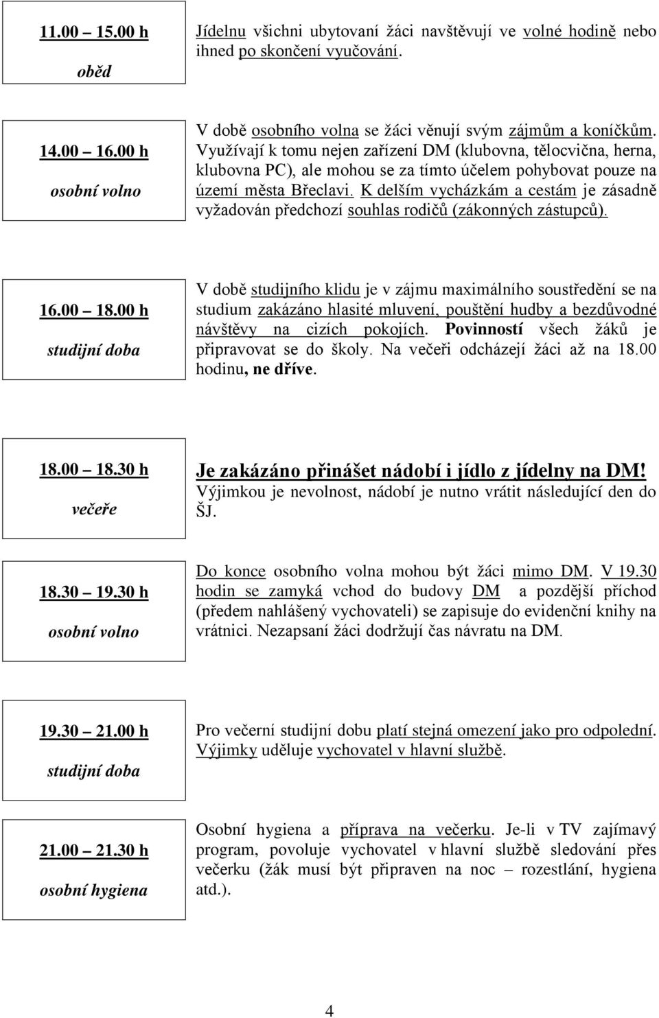 K delším vycházkám a cestám je zásadně vyžadován předchozí souhlas rodičů (zákonných zástupců). 16.00 18.