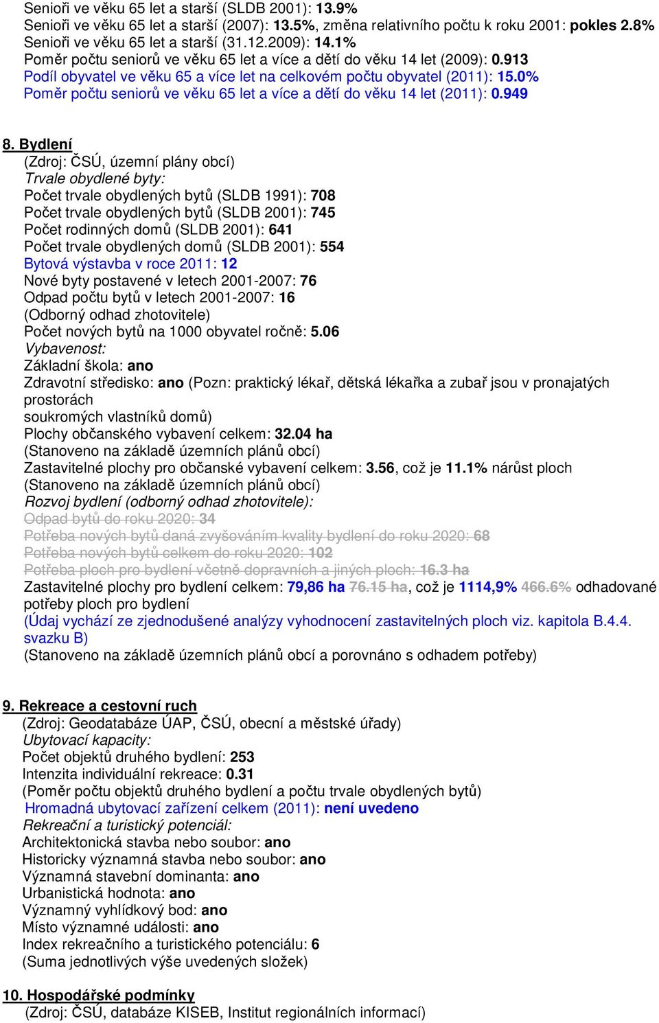 0% Poměr počtu seniorů ve věku 65 let a více a dětí do věku 14 let (2011): 0.949 8.