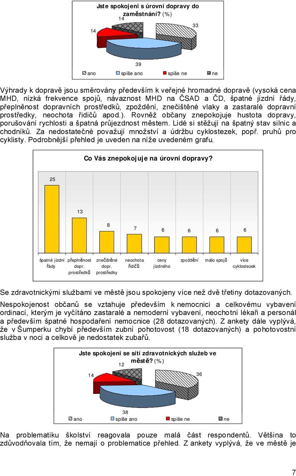 přeplněnost dopravních prostředků, zpoždění, znečištěné vlaky a zastaralé dopravní prostředky, neochota řidičů apod.).