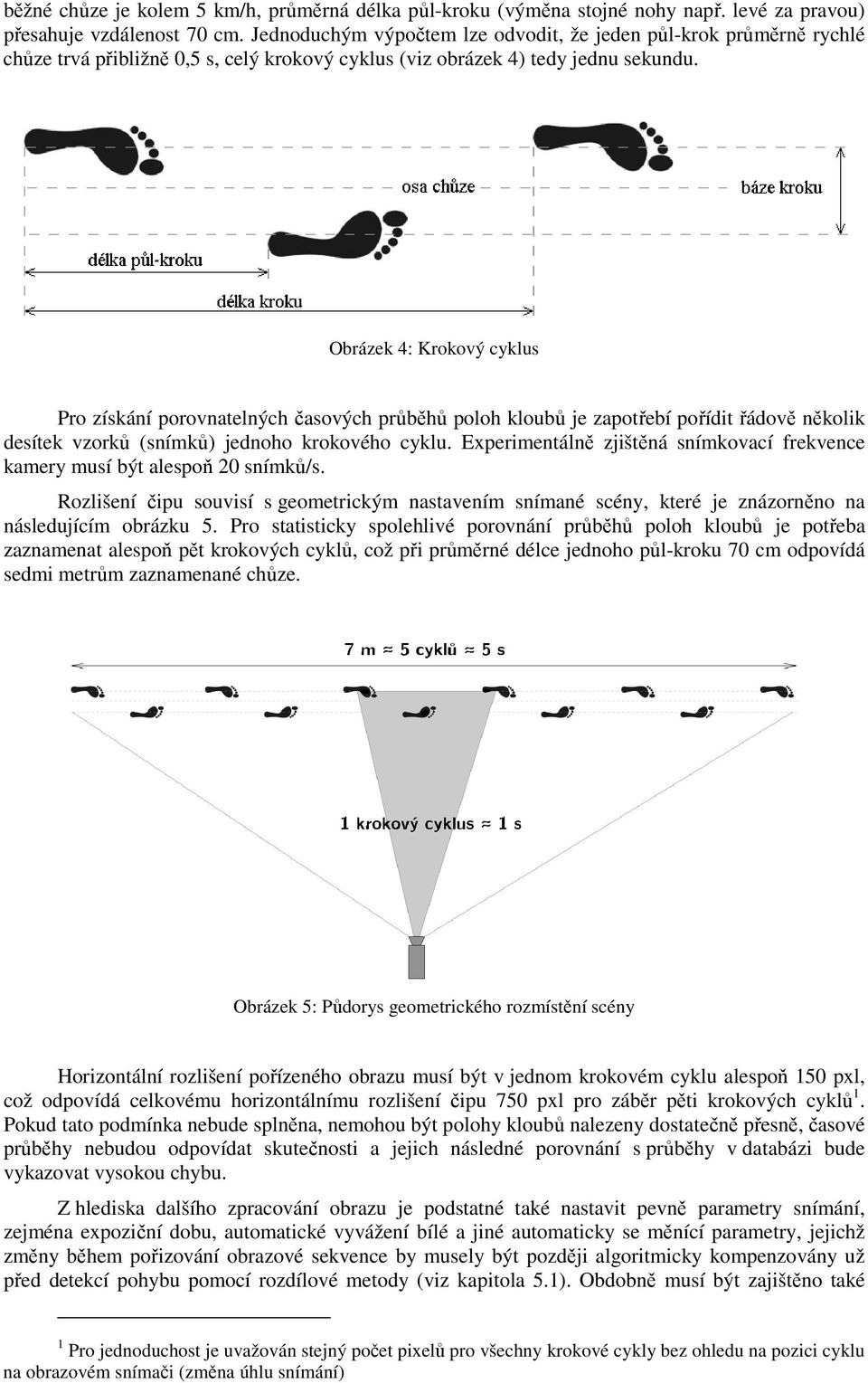 Obrázek 4: Krokový cyklus Pro získání porovnatelných časových průběhů poloh kloubů je zapotřebí pořídit řádově několik desítek vzorků (snímků) jednoho krokového cyklu.