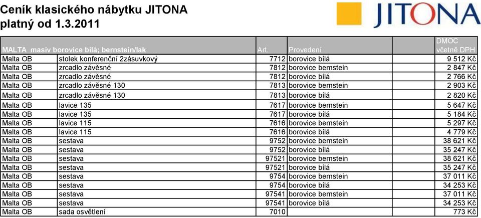 zrcadlo závěsné 130 7813 borovice bernstein 2 903 Kč Malta OB zrcadlo závěsné 130 7813 borovice bílá 2 820 Kč Malta OB lavice 135 7617 borovice bernstein 5 647 Kč Malta OB lavice 135 7617 borovice