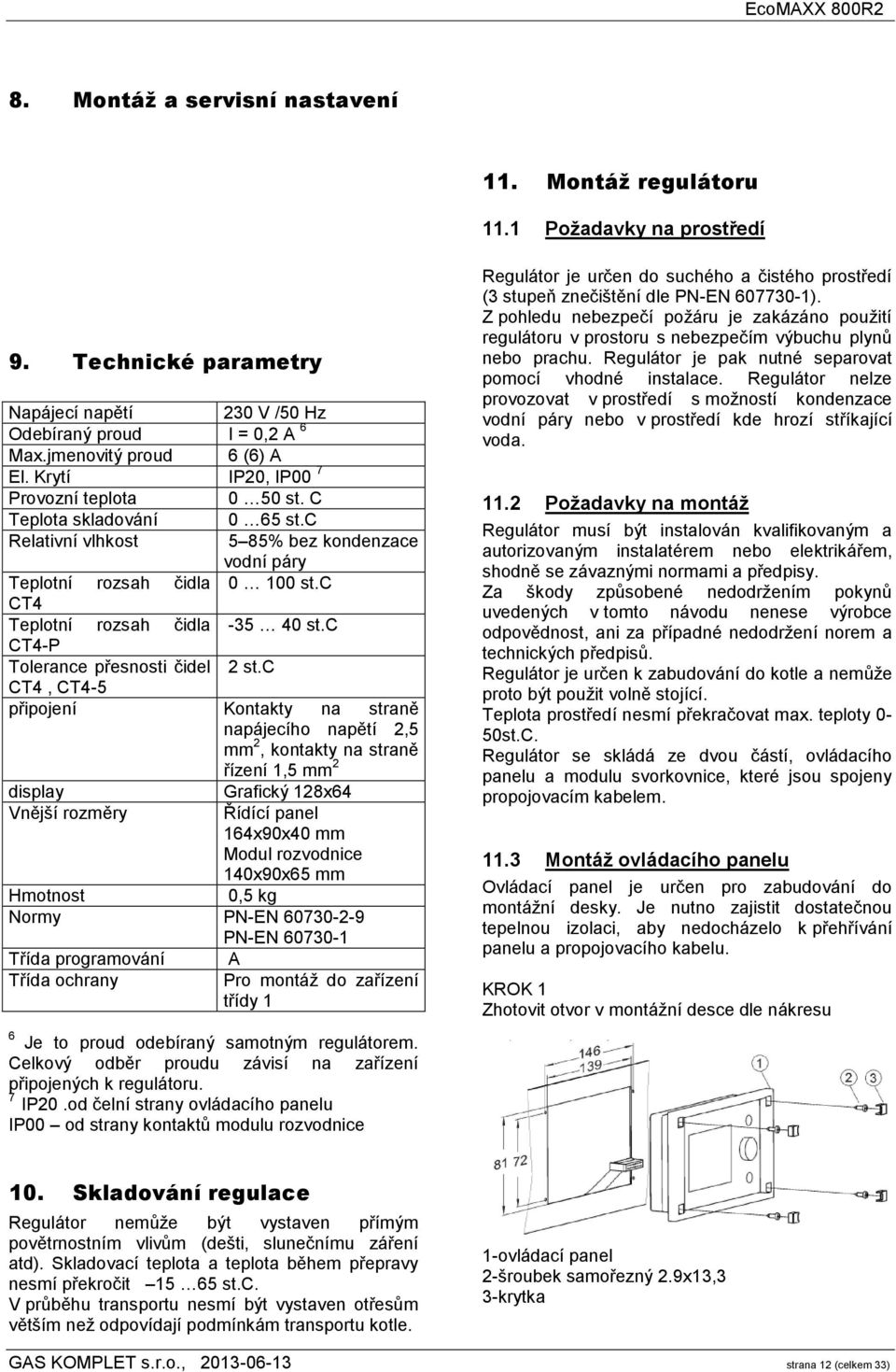 c CT4-P Tolerance přesnosti čidel 2 st.