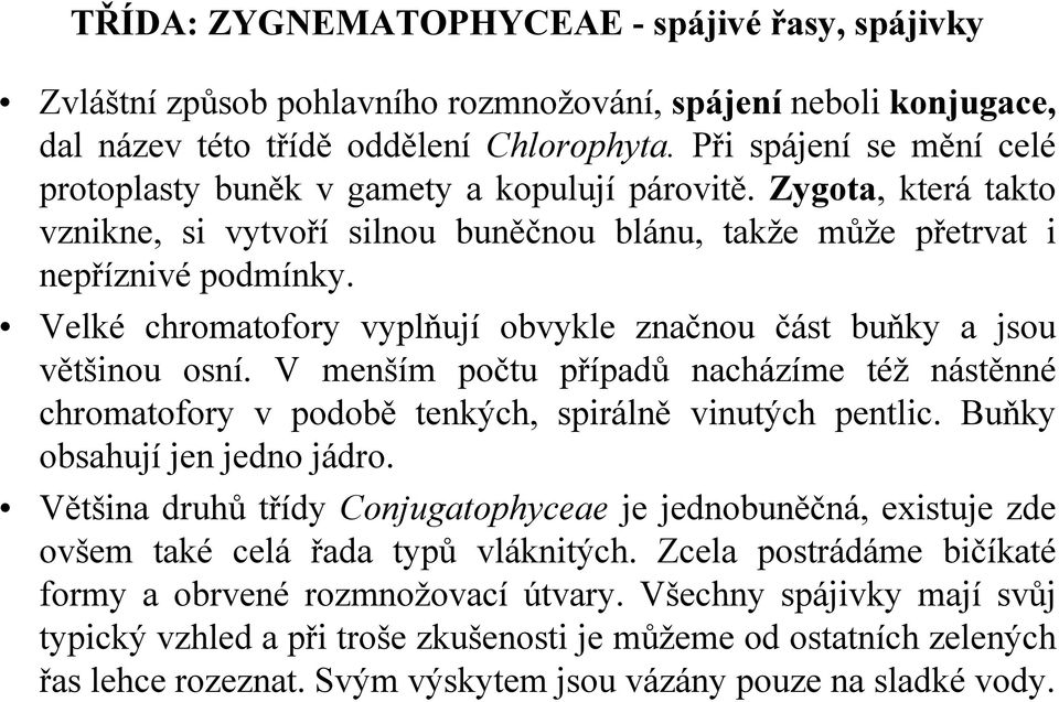 V menším počtu případů nacházíme též nástěnné chromatofory v podobě tenkých, spirálně vinutých pentlic. Buňky obsahují jen jedno jádro.