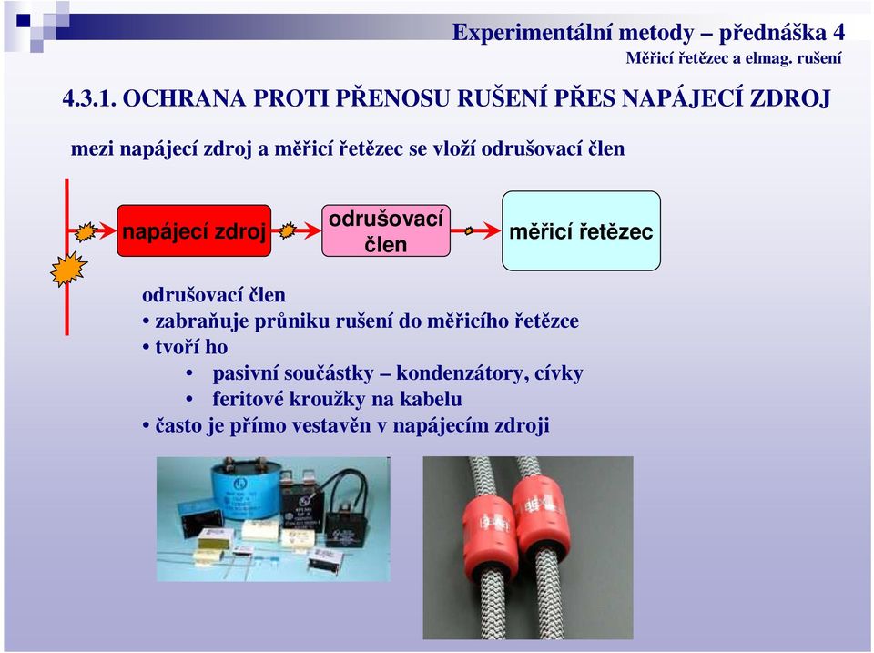 vloží odrušovacíčlen odrušovací člen měřicí řetězec odrušovacíčlen zabraňuje