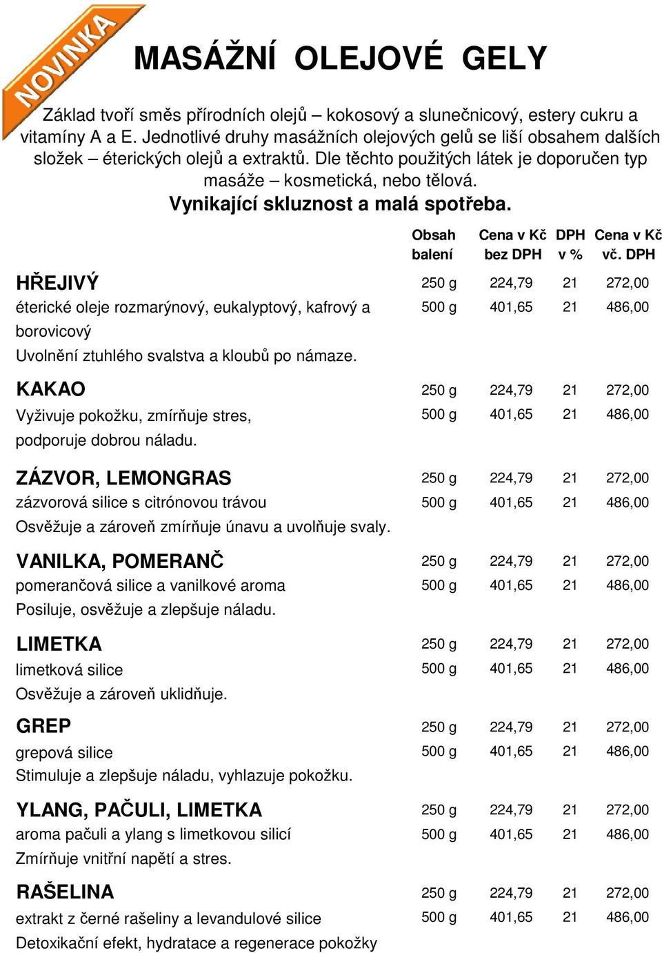 ZÁZVOR, LEMONGRAS 250 g 224,79 272,00 zázvorová silice s citrónovou trávou 500 g 401,65 486,00 Osvěžuje a zároveň zmírňuje únavu a uvolňuje svaly.