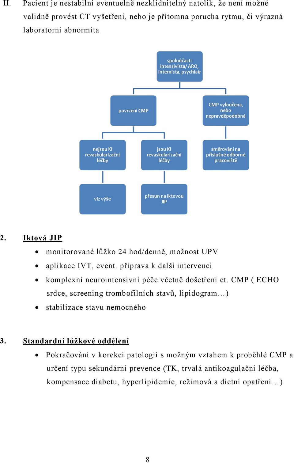 příprava k další intervenci komplexní neurointensivní péče včetně došetření et.