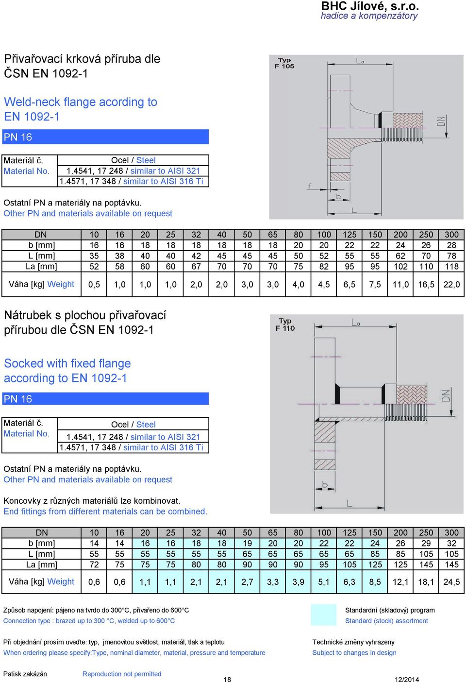 Other PN and materials available on request b L 35 52 3 5 1 1 1 42 7 1 1 1 0 52 2 1 95 1 95 0 2 2 2 2 1 300 2 7 11 Váha [kg] Weight 0,5 1,0 1,0 1,0 2,0 2,0 3,0 3,0 4,0 4,5,5 7,5 11,0,5,0 Nátrubek s