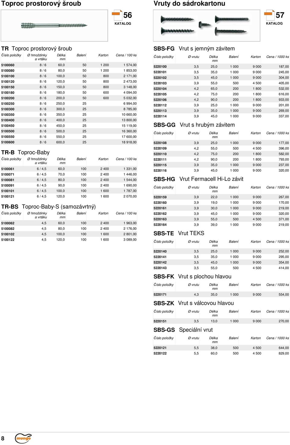 500400 8 / 6 400,0 25 3 80 500450 8 / 6 450,0 25 5 9,00 500500 8 / 6 500,0 25 6 36 500550 8 / 6 550,0 25 7 60 500600 8 / 6 600,0 25 8 98,00 TR-B Toproc-Baby 50006 6 / 4,5 60,0 00 2 400 33,00 50007 6