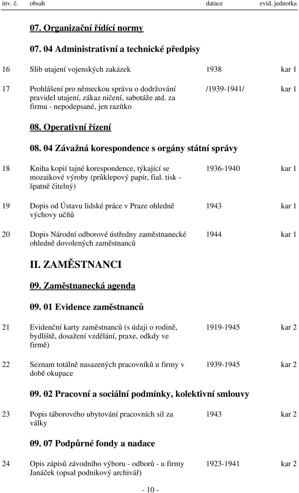 za firmu - nepodepsané, jen razítko /1939-1941/ kar 1 08. Operativní řízení 08.