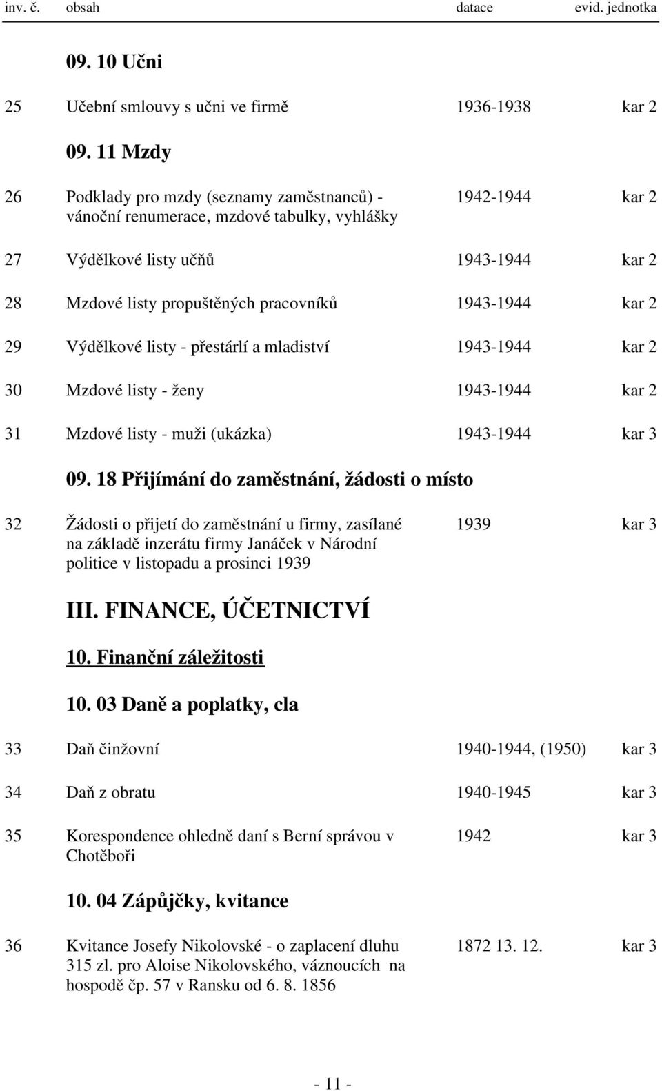 1943-1944 kar 2 29 Výdělkové listy - přestárlí a mladiství 1943-1944 kar 2 30 Mzdové listy - ženy 1943-1944 kar 2 31 Mzdové listy - muži (ukázka) 1943-1944 kar 3 09.