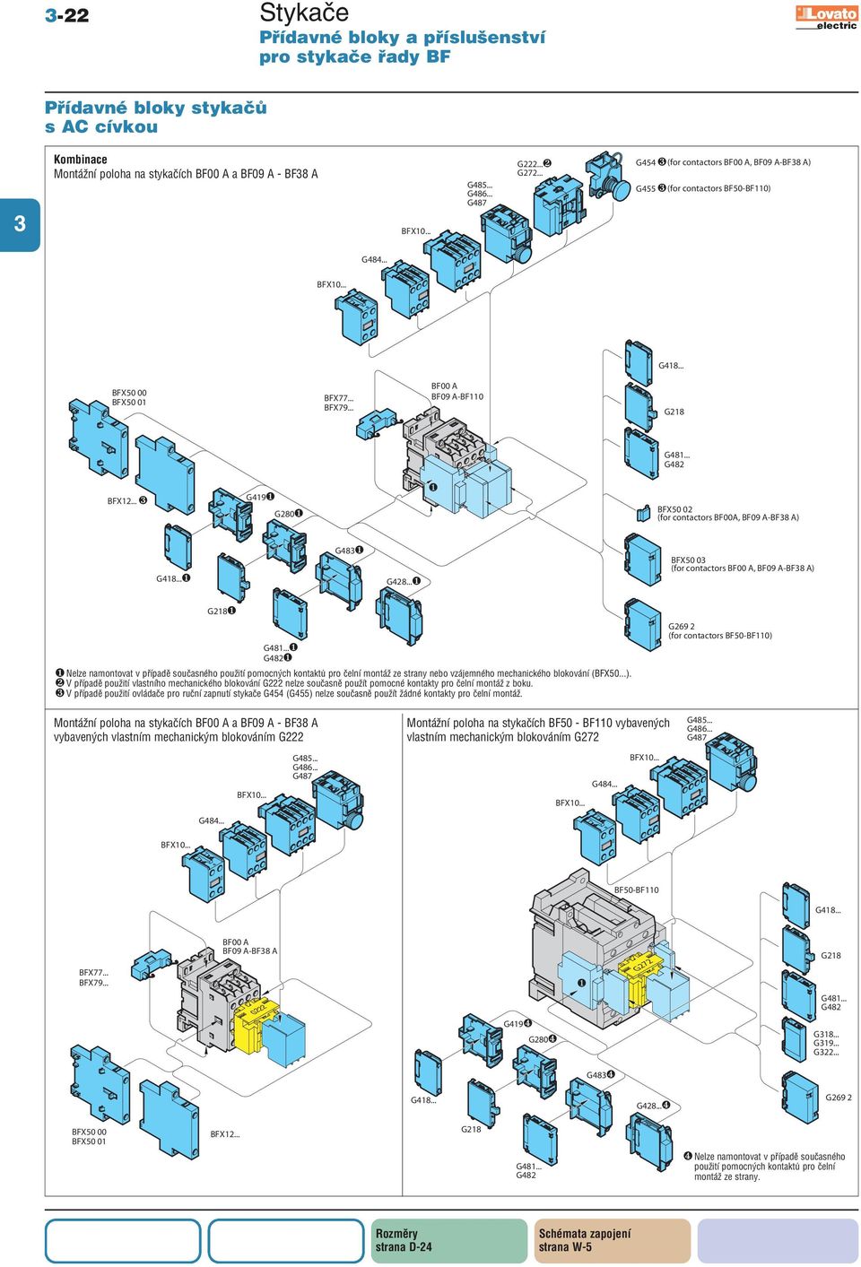 .. ❸ G419❶ G280❶ ❶ BFX50 02 (for contactors BF00A, BF09 A-BF8 A) G418...❶ G48❶ G428...❶ BFX50 0 (for contactors BF00 A, BF09 A-BF8 A) G218❶ G481.