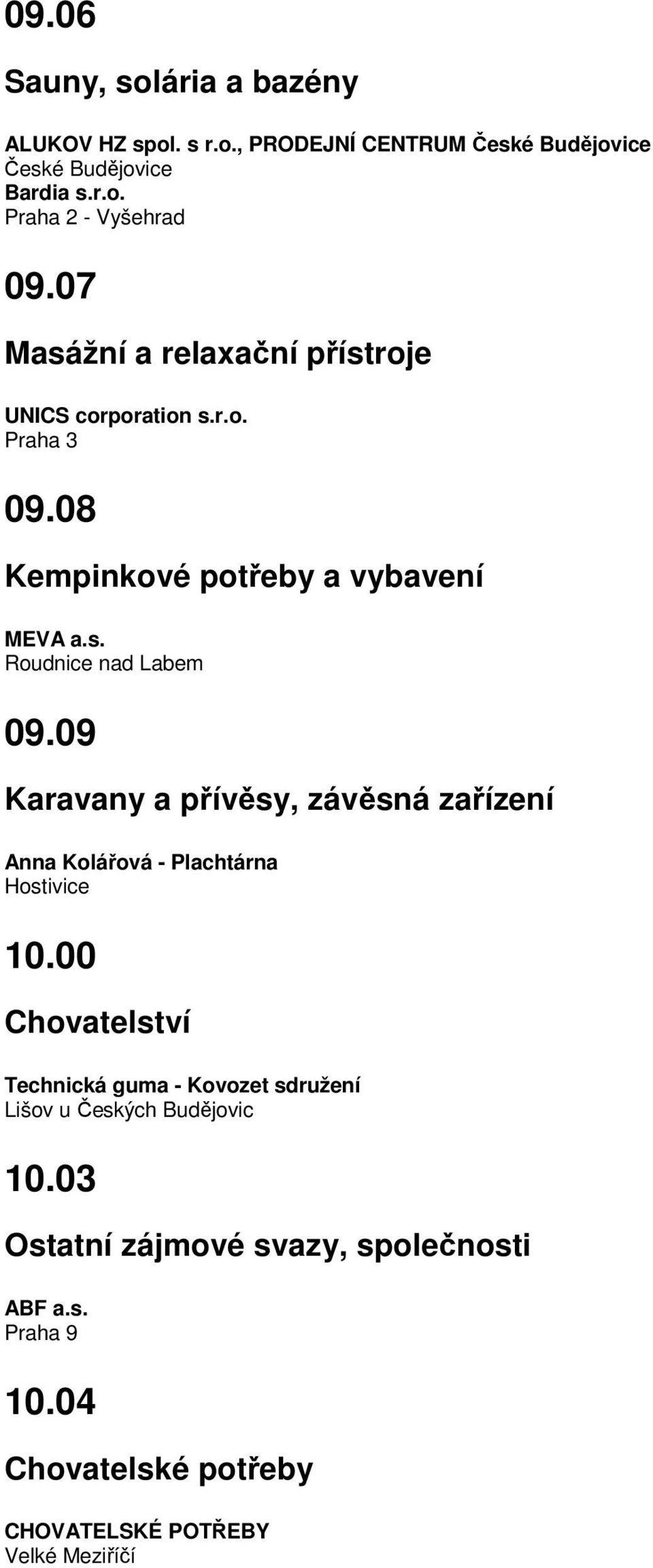 09 Karavany a přívěsy, závěsná zařízení Anna Kolářová - Plachtárna Hostivice 10.