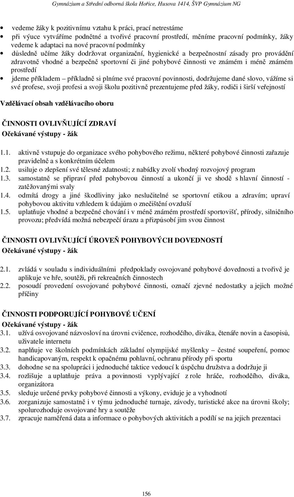 jiné pohybové činnosti ve známém i méně známém prostředí jdeme příkladem příkladně si plníme své pracovní povinnosti, dodržujeme dané slovo, vážíme si své profese, svoji profesi a svoji školu