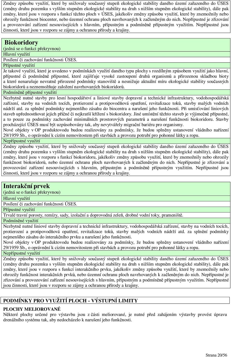 ploch navrhovaných k za len ným do nich. Nep ípustné je z izování a provozování za ízení nesouvisejících s hlavním, p ípustným a podmín p ípustným využitím.