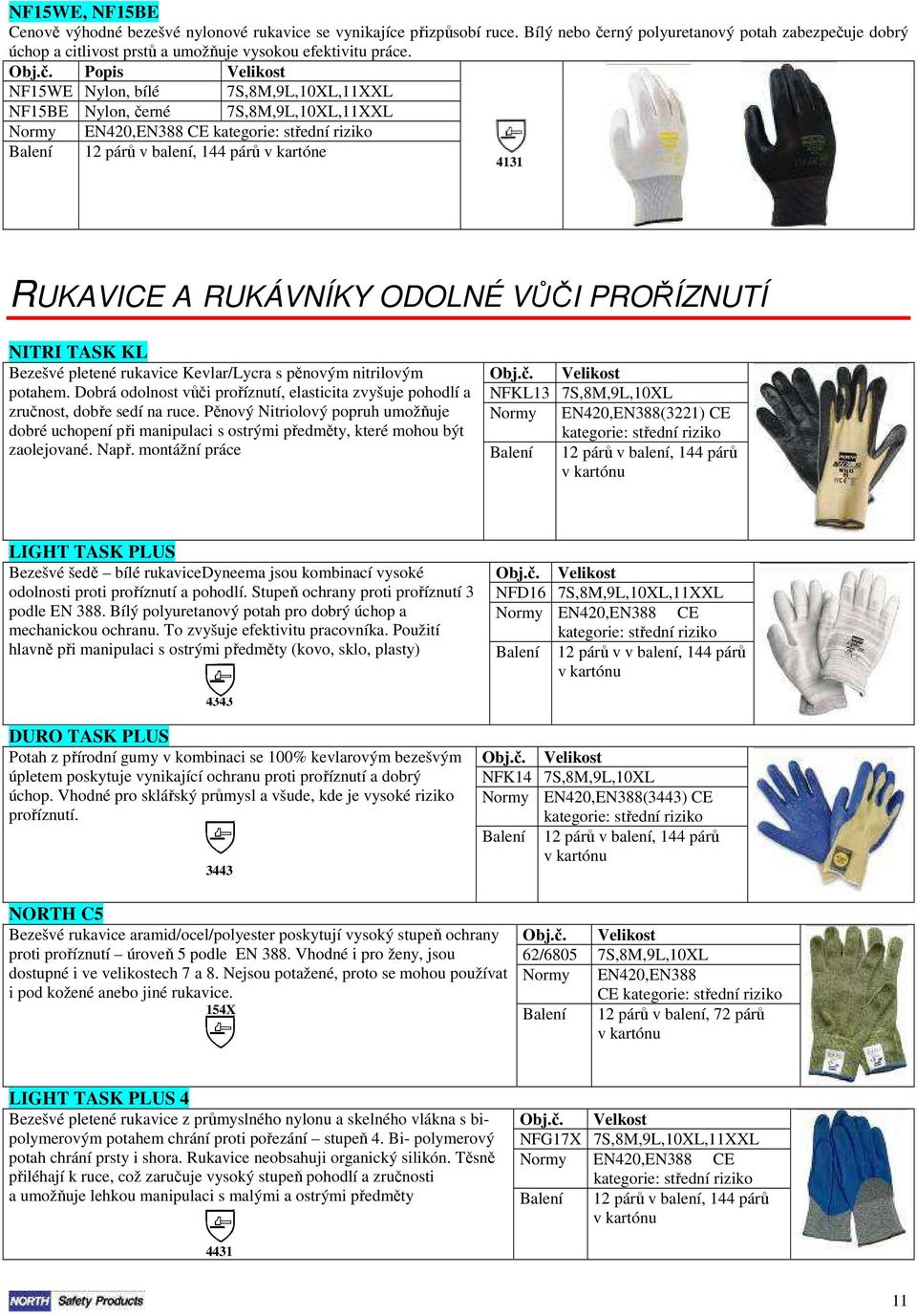 NF15WE Nylon, bílé 7S,8M,9L,10XL,11XXL NF15BE Nylon, černé 7S,8M,9L,10XL,11XXL Normy EN420,EN388 CE kategorie: střední riziko Balení 12 párů v balení, 144 párů v kartóne 4131 RUKAVICE A RUKÁVNÍKY