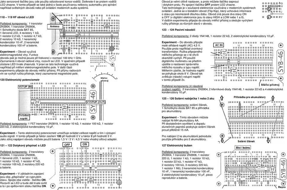 118 119 HF obvod s LED 2N3904, 1 tranzistor 2N3906, 1 Schottkyho dioda BAT 85, 1 červená LED, 4 rezistory 1 kω, 1 rezistor 2,2 kω, 1 rezistor 4,7 kω, 2 rezistory 10 kω, 1 keramický kondenzátor 10 nf,