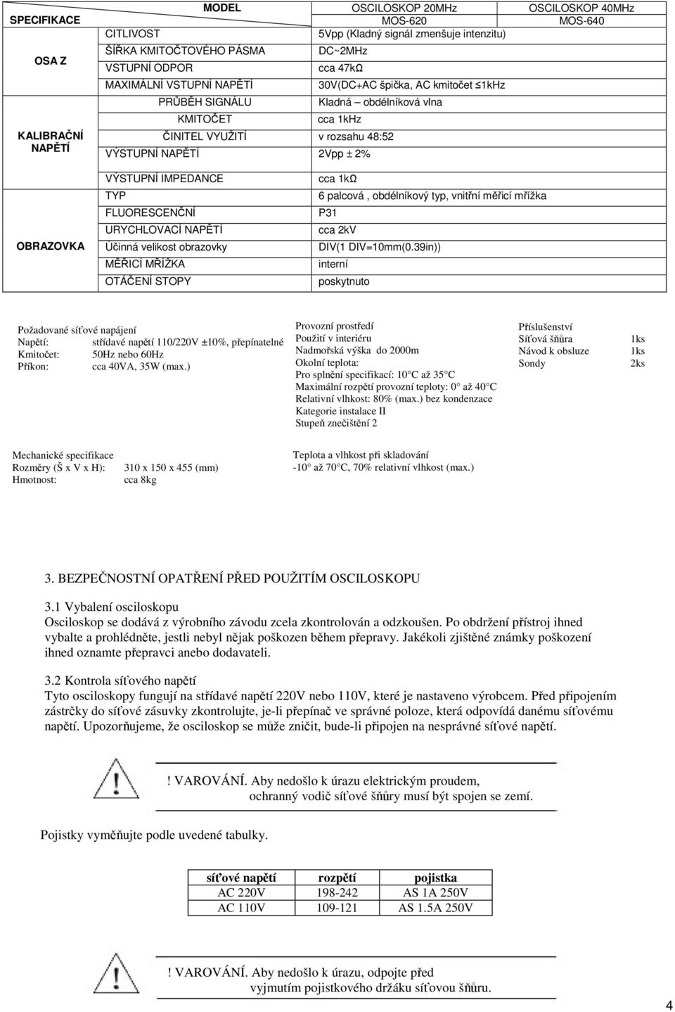 IMPEDANCE TYP FLUORESCENČNÍ URYCHLOVACÍ NAPĚTÍ Účinná velikost obrazovky MĚŘICÍ MŘÍŽKA OTÁČENÍ STOPY cca 1kΩ 6 palcová, obdélníkový typ, vnitřní měřicí mřížka P31 cca 2kV DIV(1 DIV=10mm(0.