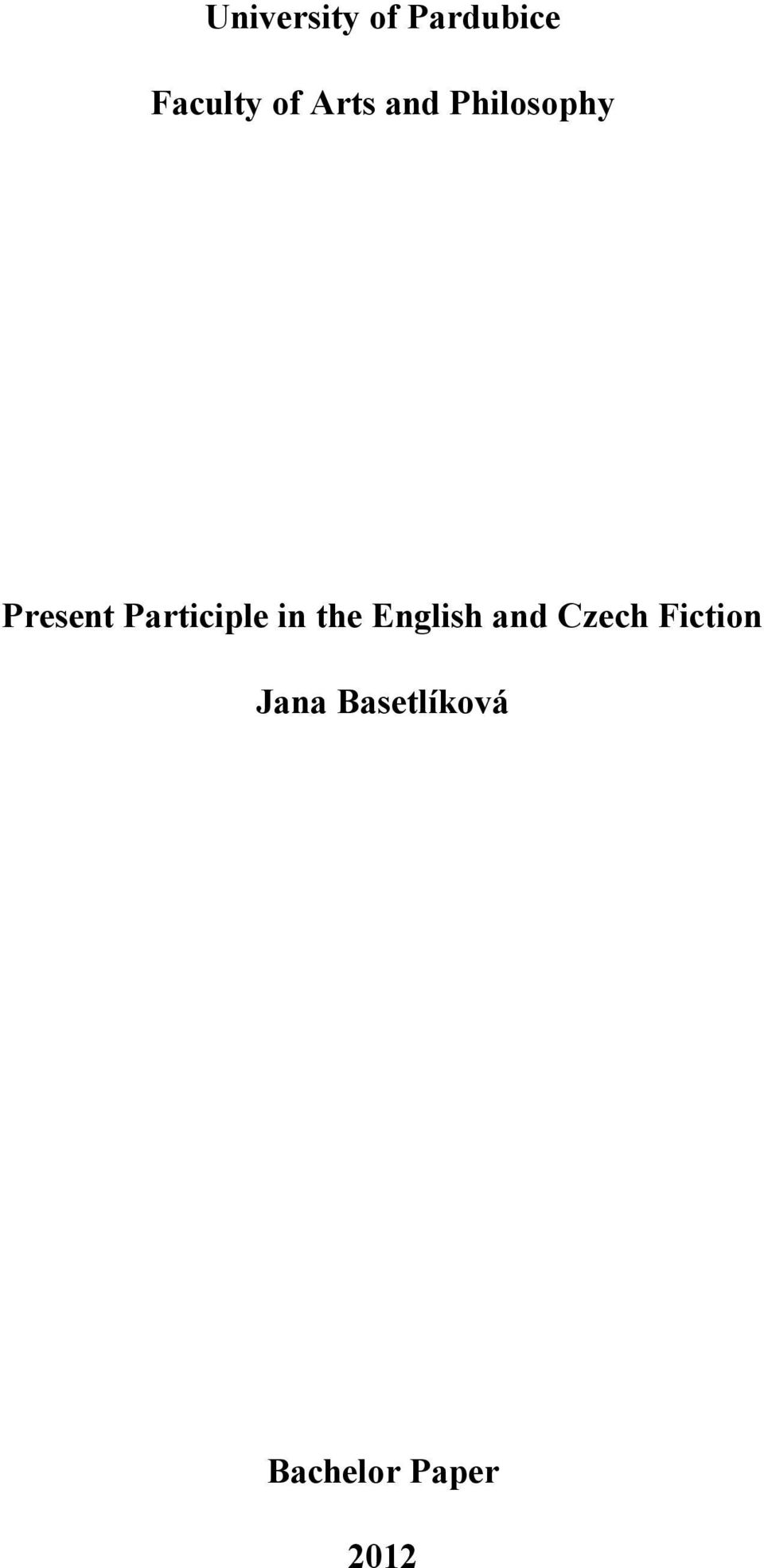 Participle in the English and Czech