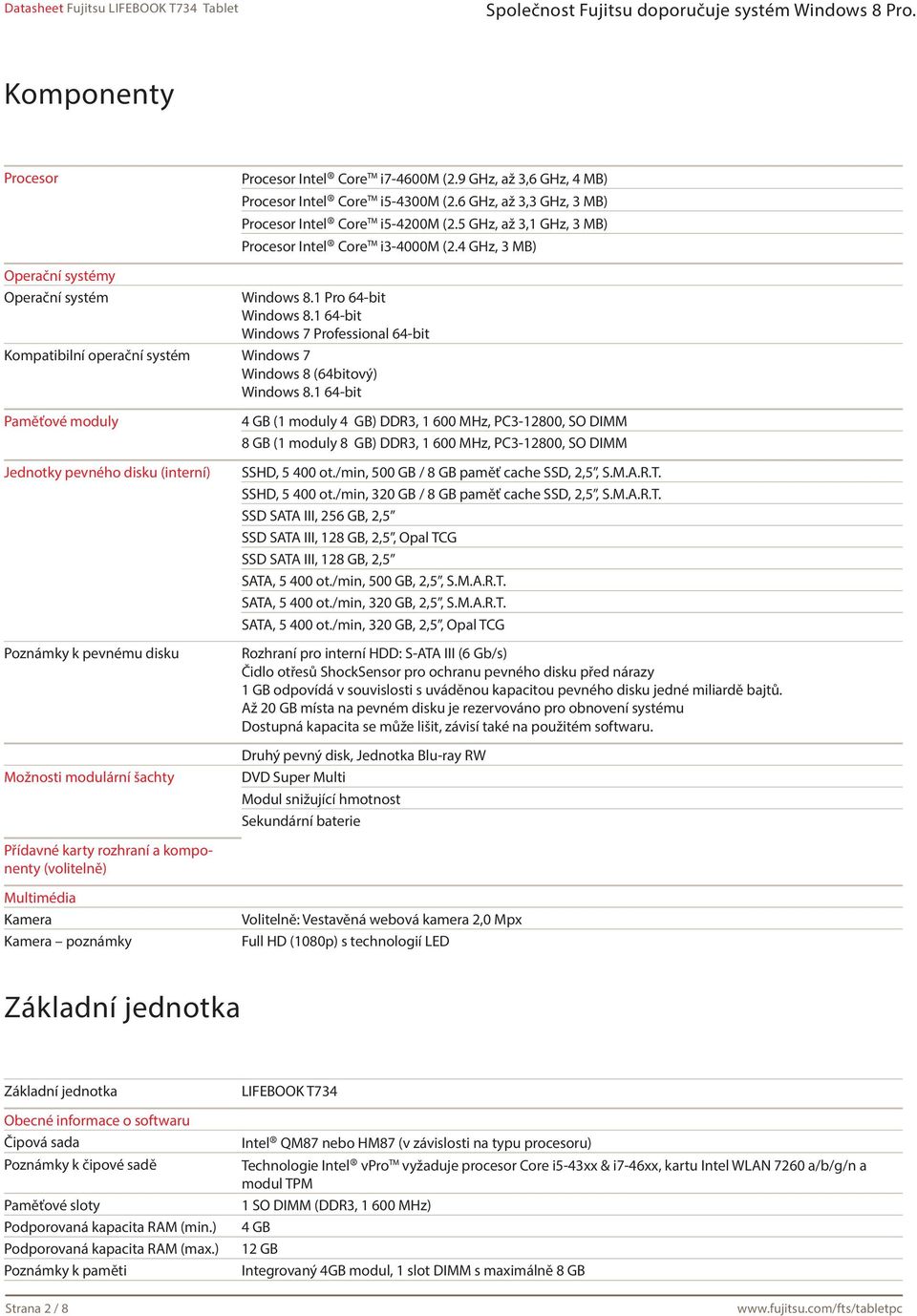 1 64-bit Windows 7 Professional 64-bit Kompatibilní operační systém Windows 7 Windows 8 (64bitový) Windows 8.