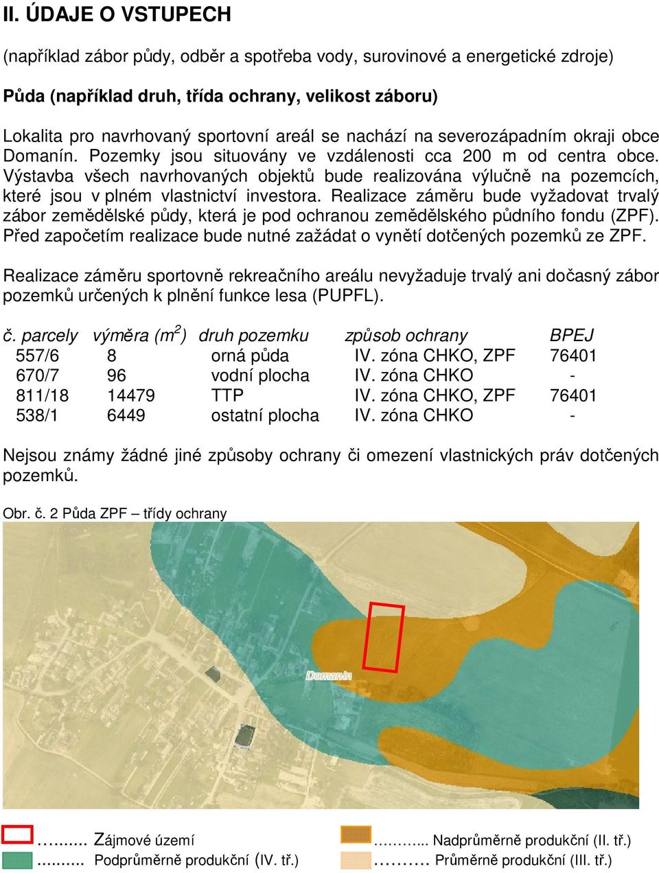 Výstavba všech navrhovaných objektů bude realizována výlučně na pozemcích, které jsou v plném vlastnictví investora.