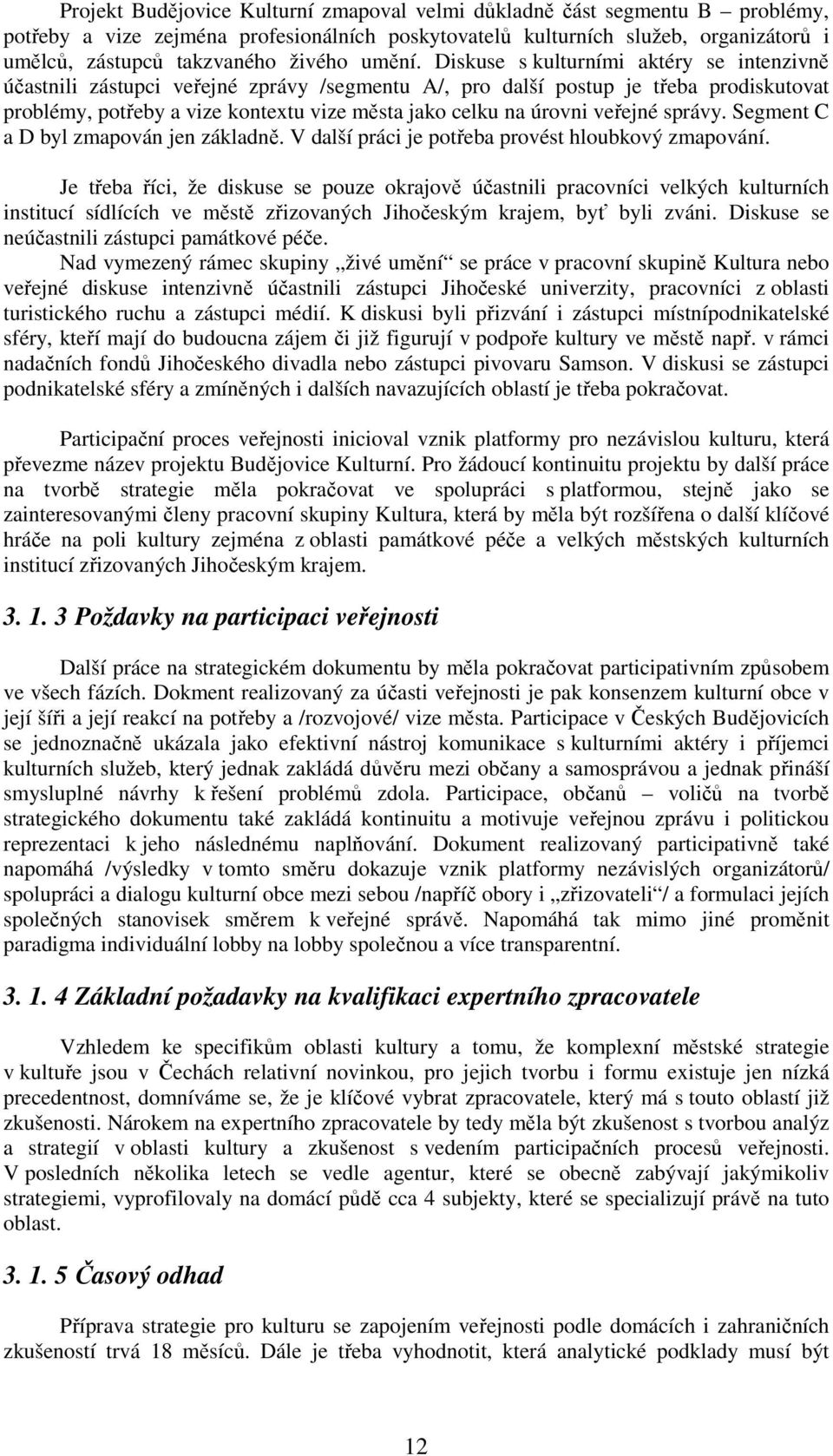 Diskuse s kulturními aktéry se intenzivně účastnili zástupci veřejné zprávy /segmentu A/, pro další postup je třeba prodiskutovat problémy, potřeby a vize kontextu vize města jako celku na úrovni