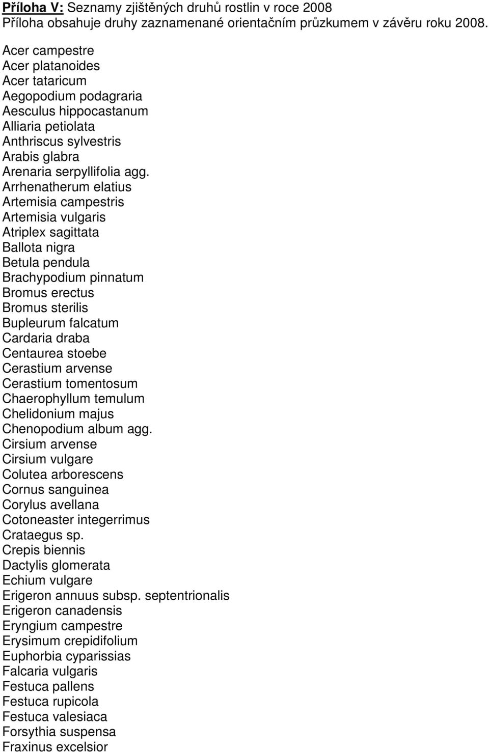 Arrhenatherum elatius Artemisia campestris Artemisia vulgaris Atriplex sagittata Ballota nigra Betula pendula Brachypodium pinnatum Bromus erectus Bromus sterilis Bupleurum falcatum Cardaria draba