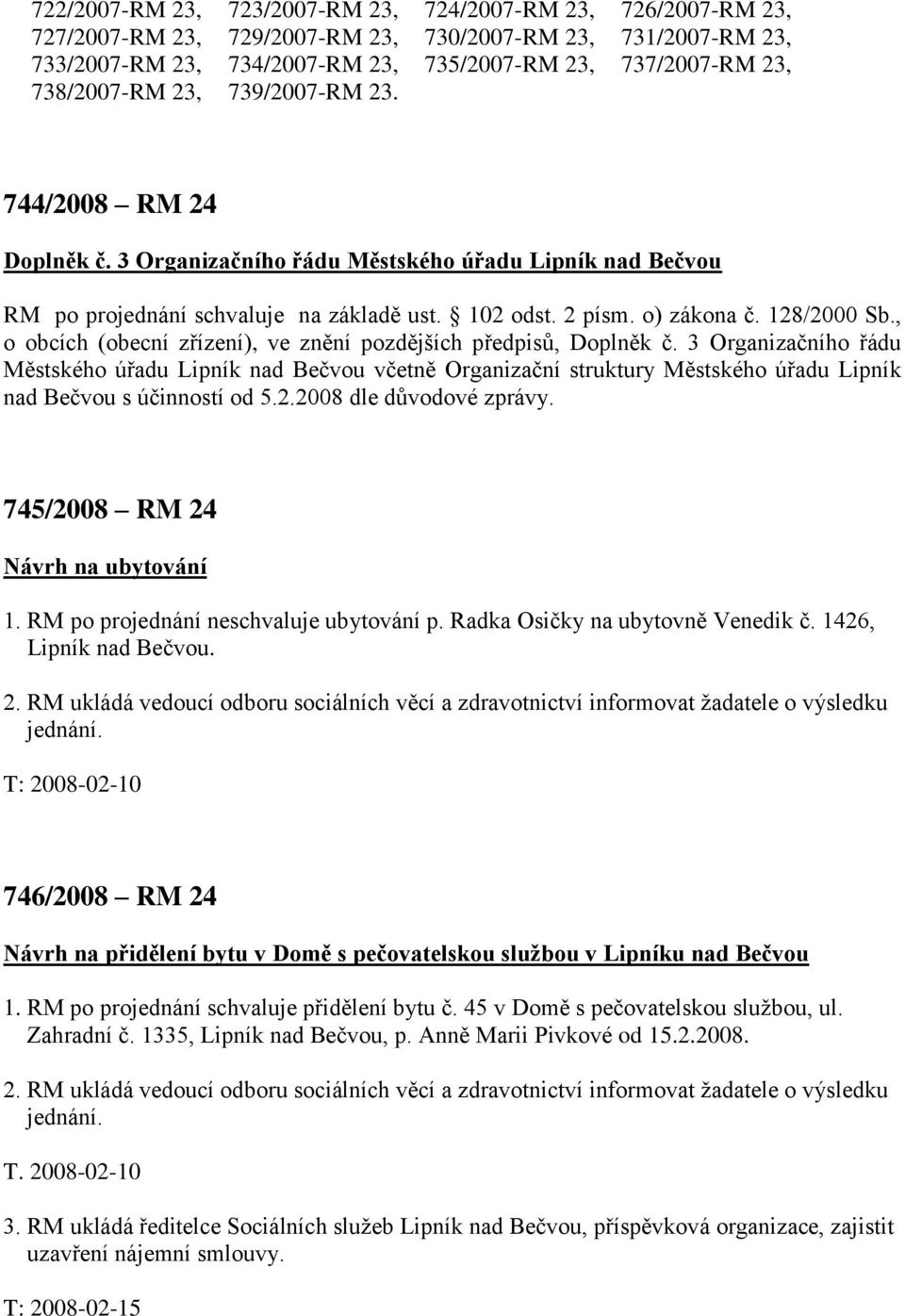 , o obcích (obecní zřízení), ve znění pozdějších předpisů, Doplněk č.