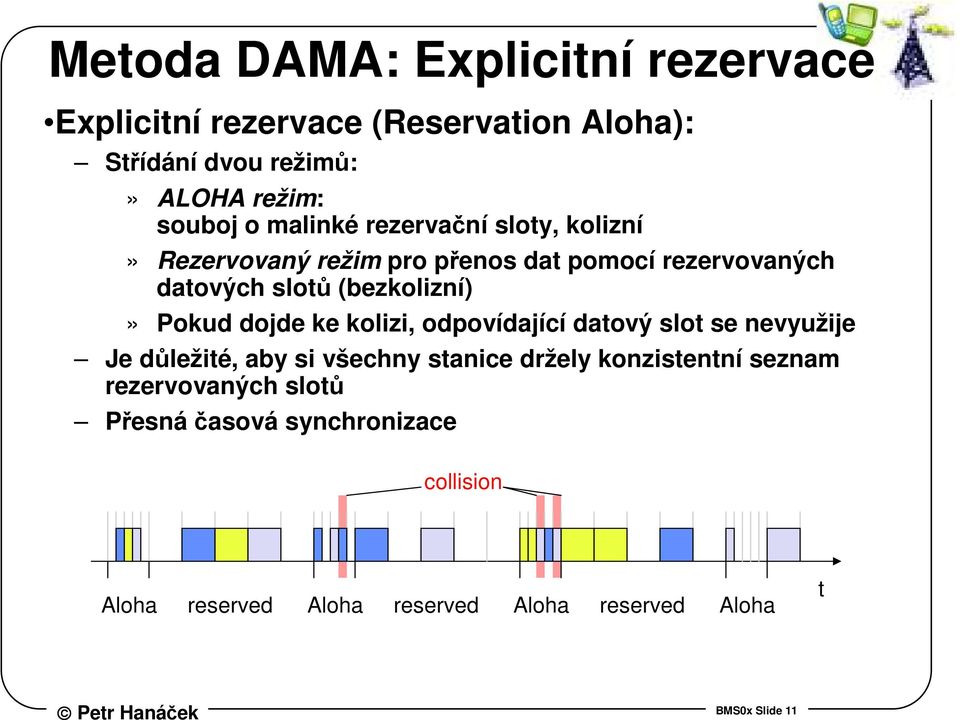 Pokud dojde ke kolizi, odpovídající datový slot se nevyužije Je důležité, aby si všechny stanice držely konzistentní