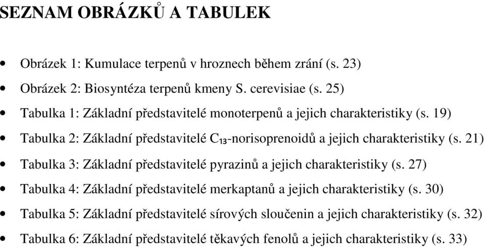 19) Tabulka 2: Základní představitelé C₁₃-norisoprenoidů a jejich charakteristiky (s.