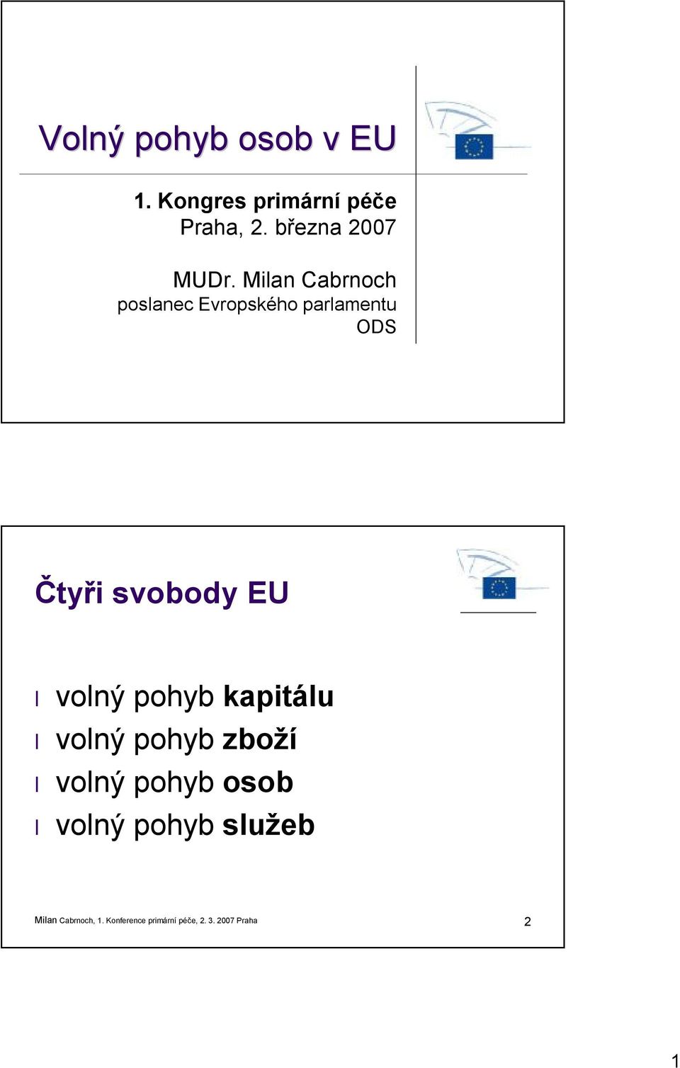 Milan Cabrnoch poslanec Evropského parlamentu ODS