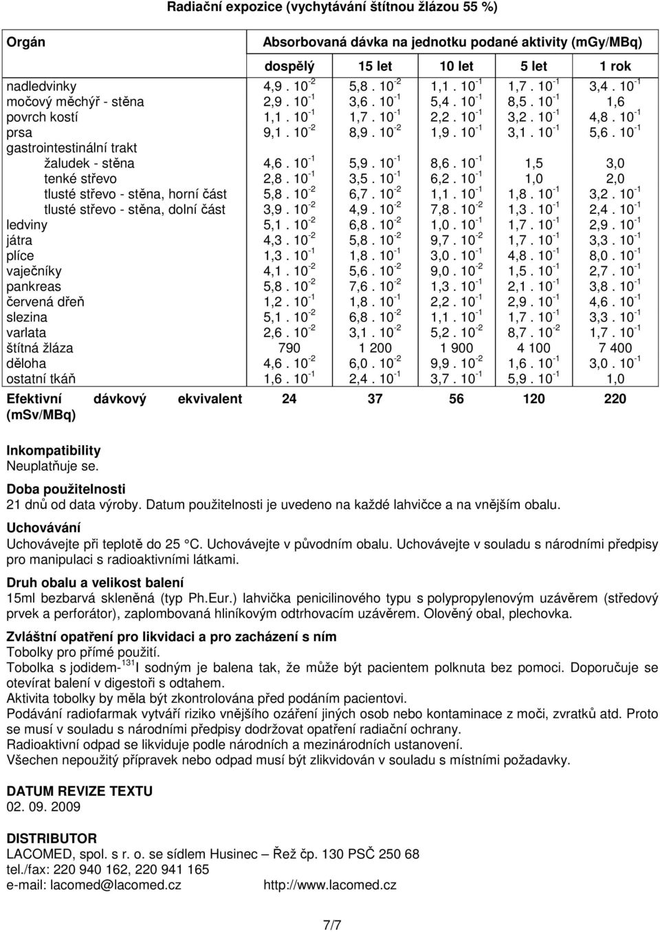 10-1 3,5. 10-1 6,2. 10-1 1,0 2,0 tlusté střevo - stěna, horní část 5,8. 10-2 6,7. 10-2 1,1. 10-1 1,8. 10-1 3,2. 10-1 tlusté střevo - stěna, dolní část 3,9. 10-2 4,9. 10-2 7,8. 10-2 1,3. 10-1 2,4.