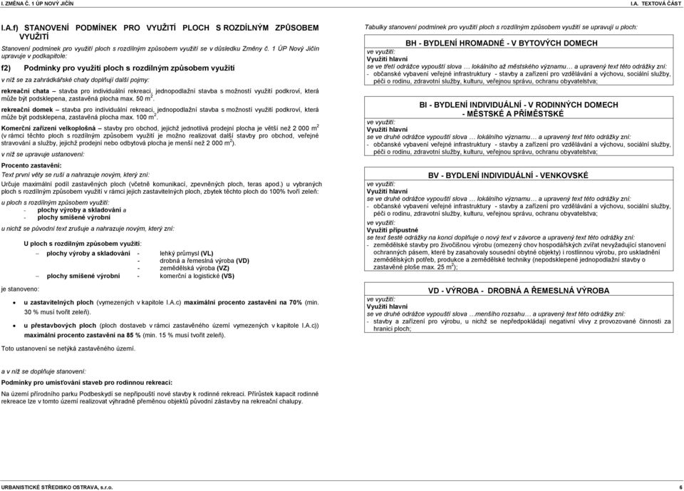 jednopodlaţní stavba s moţností vyuţití podkroví, která mŧţe být podsklepena, zastavěná plocha max. 50 m 2.