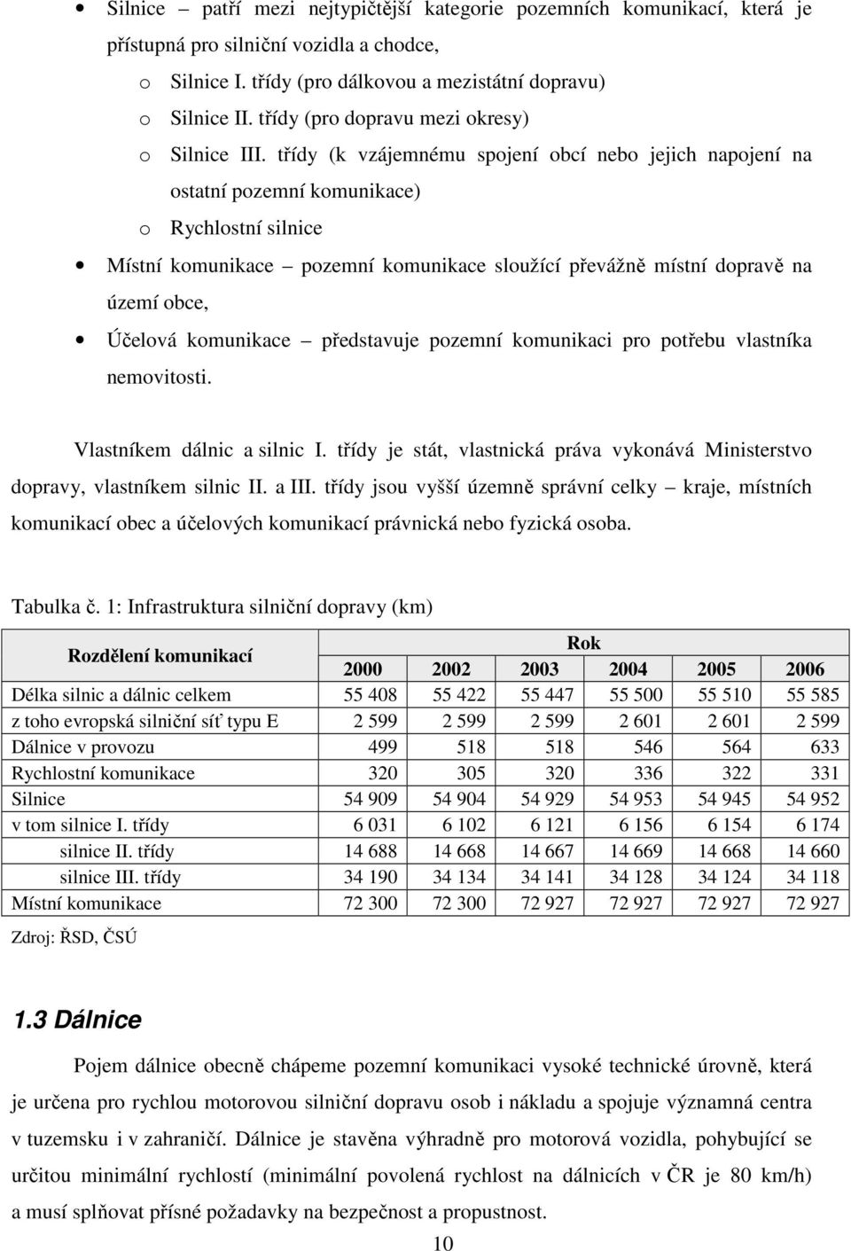 třídy (k vzájemnému spojení obcí nebo jejich napojení na ostatní pozemní komunikace) o Rychlostní silnice Místní komunikace pozemní komunikace sloužící převážně místní dopravě na území obce, Účelová