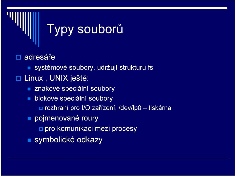 speciální soubory rozhraní pro I/O zařízení, /dev/lp0