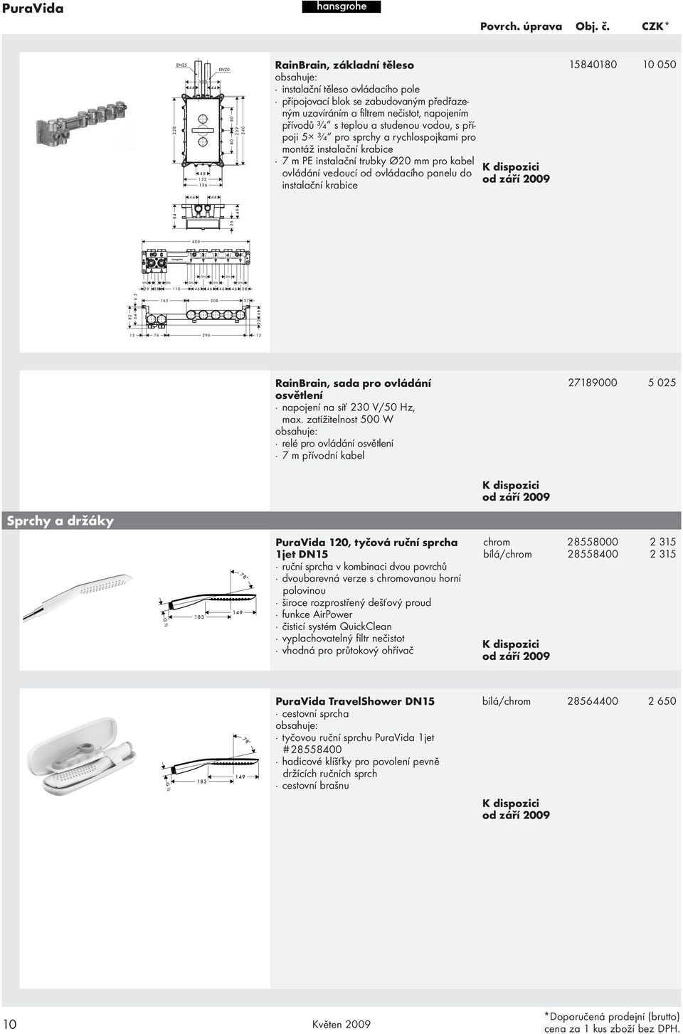 RainBrain, sada pro ovládání osvětlení napojení na síť 230 V/50 Hz, max.