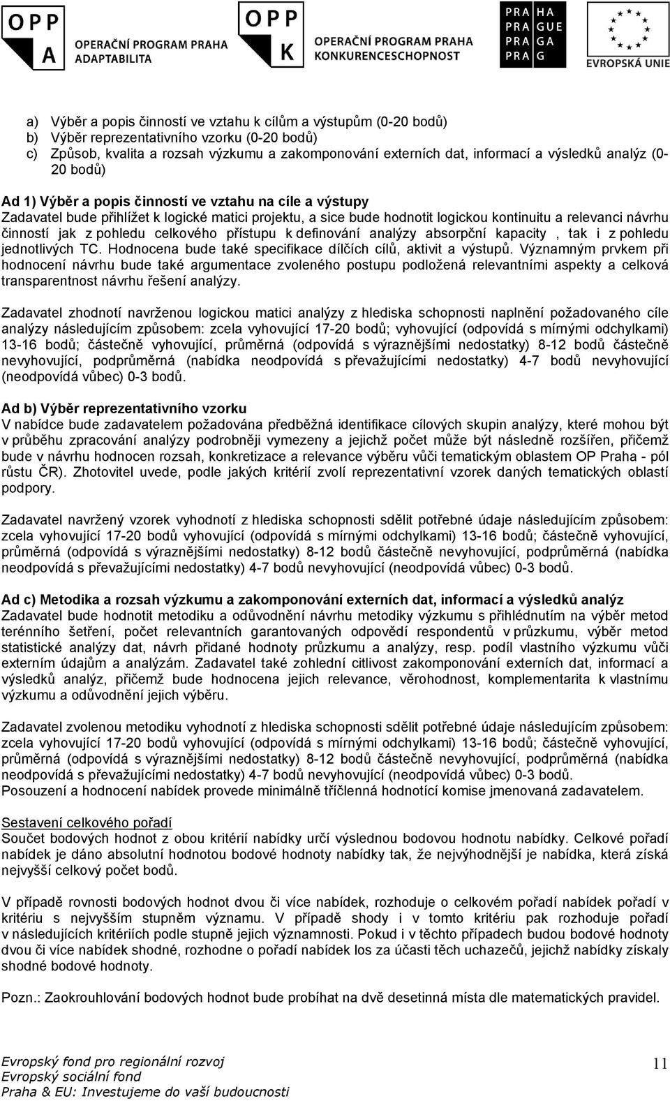 činností jak z pohledu celkového přístupu k definování analýzy absorpční kapacity, tak i z pohledu jednotlivých TC. Hodnocena bude také specifikace dílčích cílů, aktivit a výstupů.