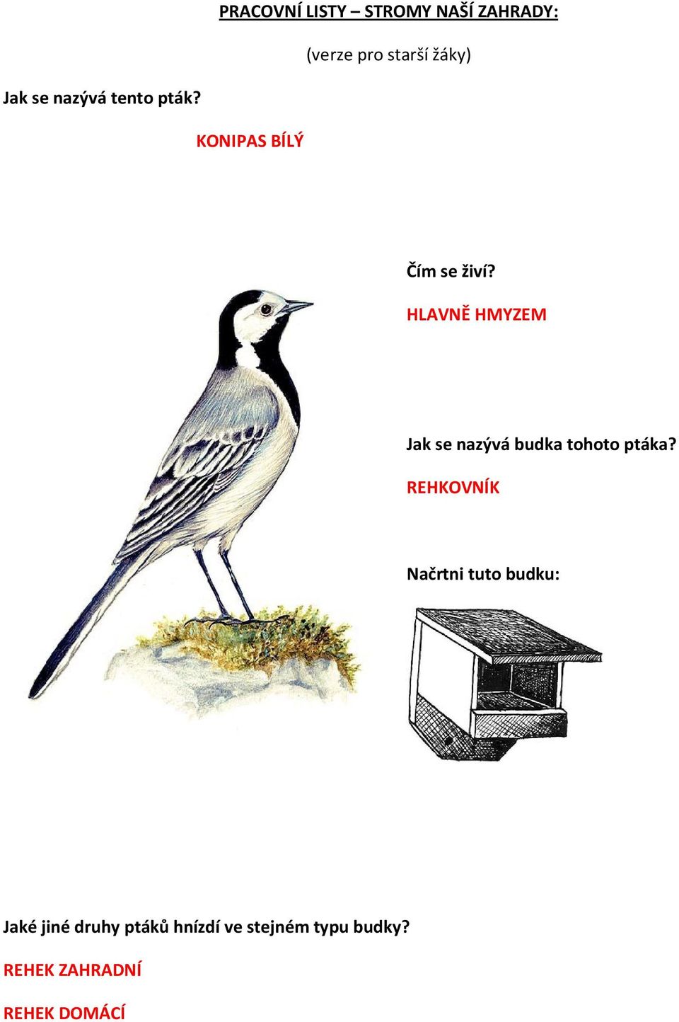 REHKOVNÍK Načrtni tuto budku: Jaké jiné