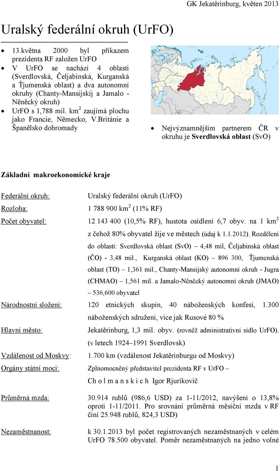 okruh) UrFO s 1,788 mil. km 2 zaujímá plochu jako Francie, Německo, V.