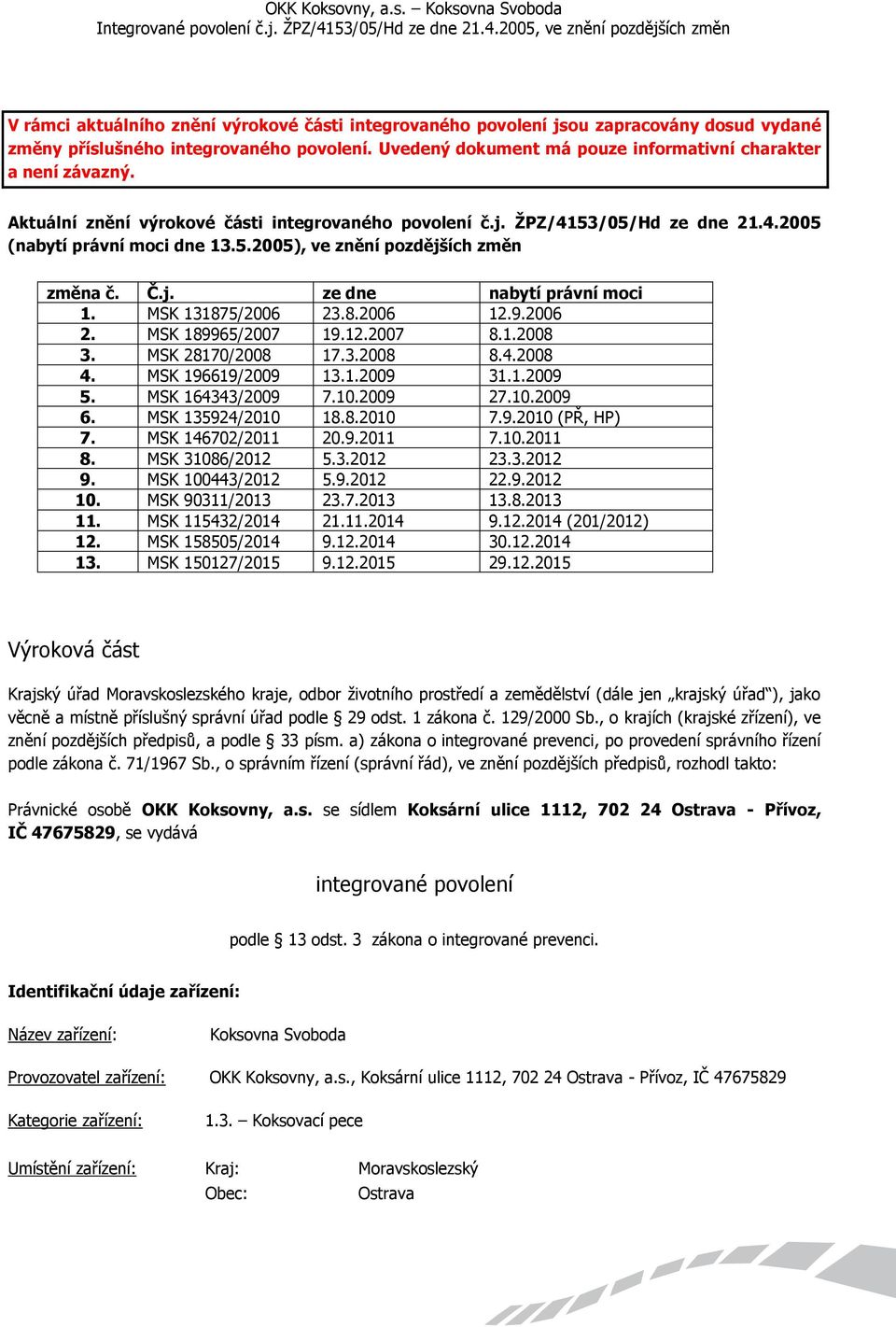 MSK 131875/2006 23.8.2006 12.9.2006 2. MSK 189965/2007 19.12.2007 8.1.2008 3. MSK 28170/2008 17.3.2008 8.4.2008 4. MSK 196619/2009 13.1.2009 31.1.2009 5. MSK 164343/2009 7.10.2009 27.10.2009 6.