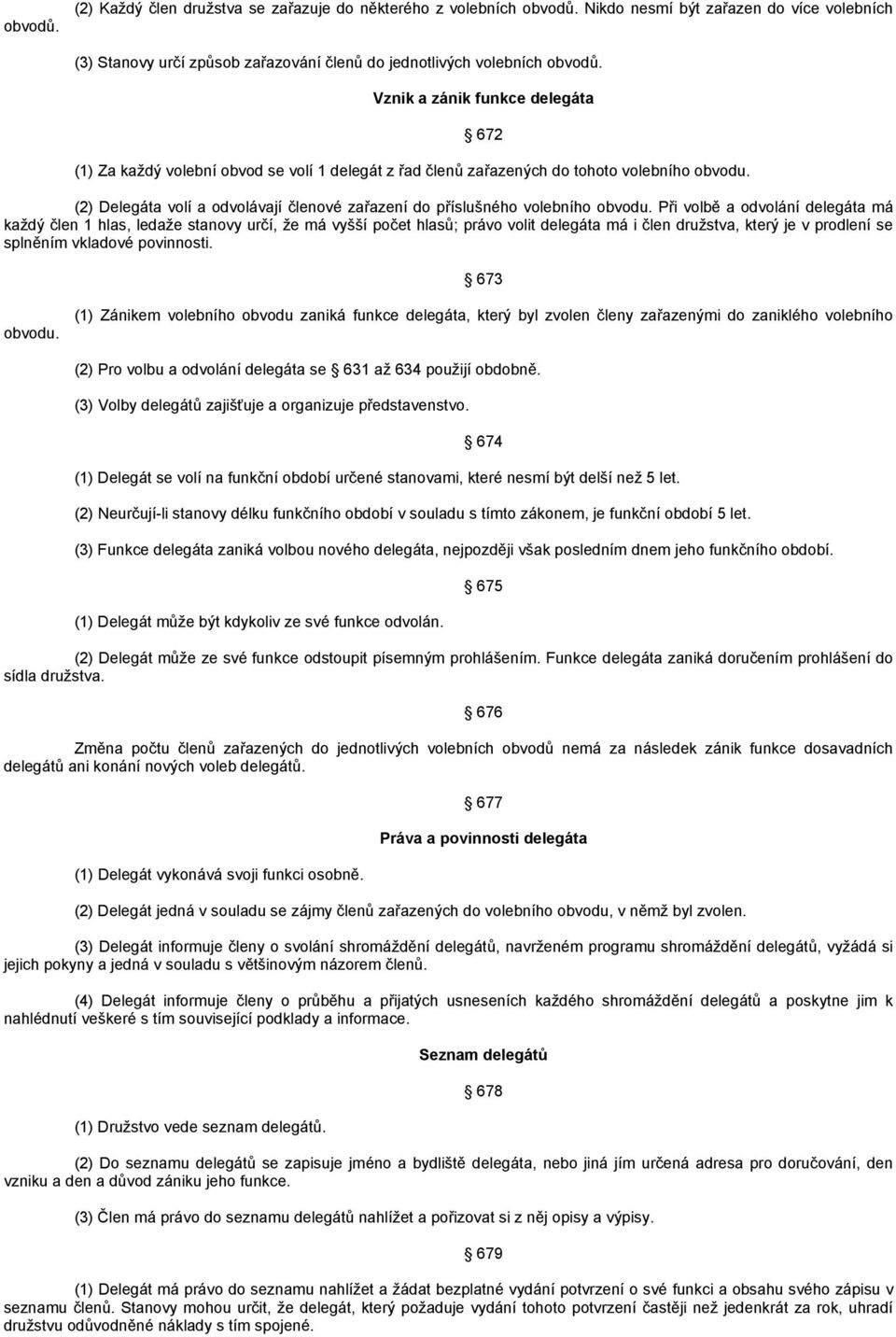 (2) Delegáta volí a odvolávají členové zařazení do příslušného volebního obvodu.