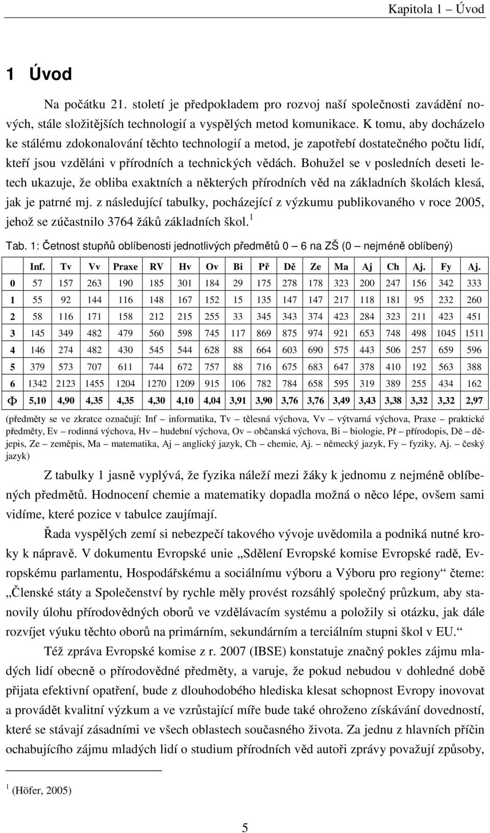 Bohužel se v posledních deseti letech ukazuje, že obliba exaktních a některých přírodních věd na základních školách klesá, jak je patrné mj.