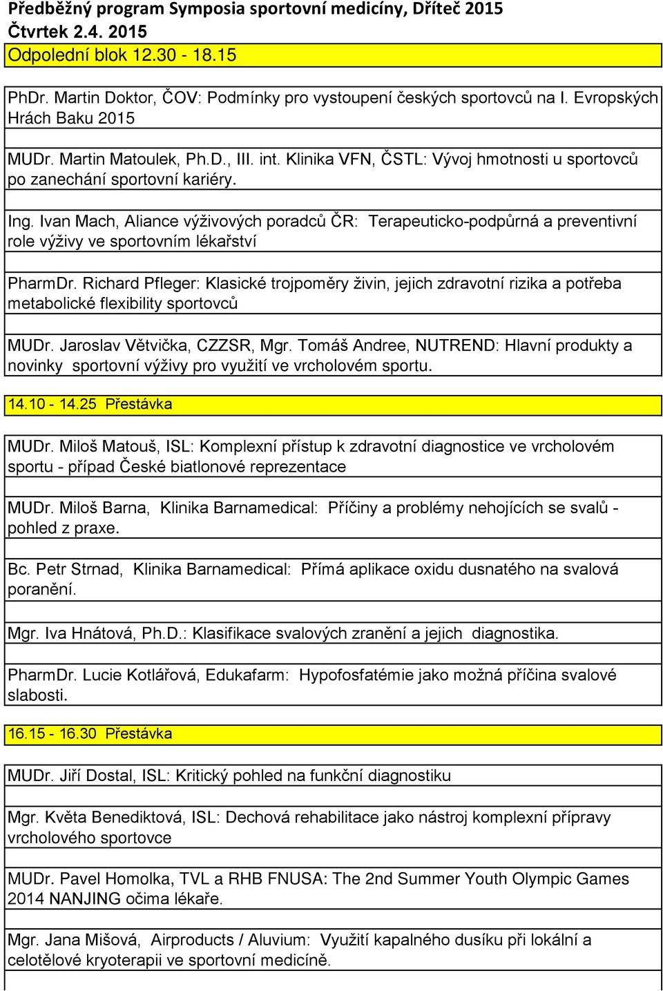 Ivan Mach, Aliance výživových poradců ČR: Terapeuticko-podpůrná a preventivní role výživy ve sportovním lékařství PharmDr.