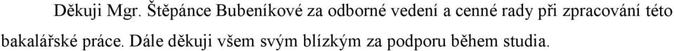 a cenné rady při zpracování této