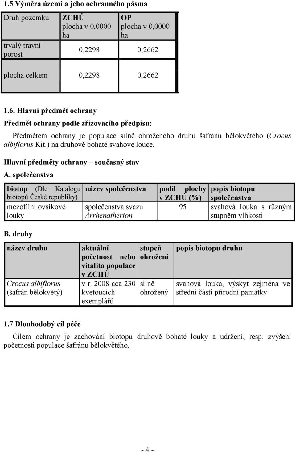 ) na druhově bohaté svahové louce. Hlavní předměty ochrany současný stav A. společenstva biotop (Dle Katalogu biotopů České republiky) mezofilní ovsíkové louky B.