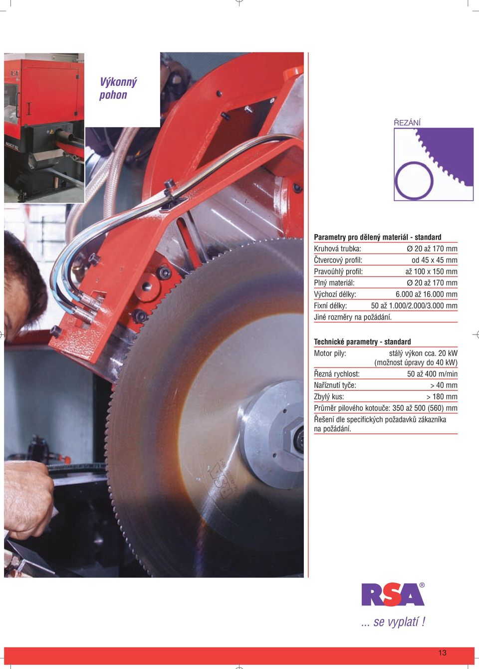 0 Technické parametry - standard 0 Motor pily: stálý výkon cca.