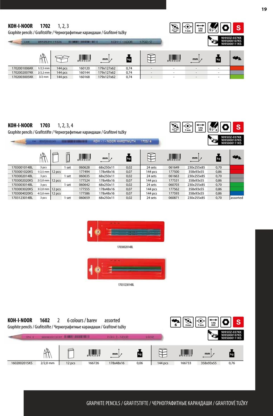 3 pcs 1 set 060635 68x250x11 0,02 24 sets 061663 230x255x85 0,70 1703002020KS 2/2,0 12 pcs 177524 178x48x16 0,07 144 pcs 177531 358x93x55 0,86 1703003014BL 3 pcs 1 set 060642 68x250x11 0,02 24 sets