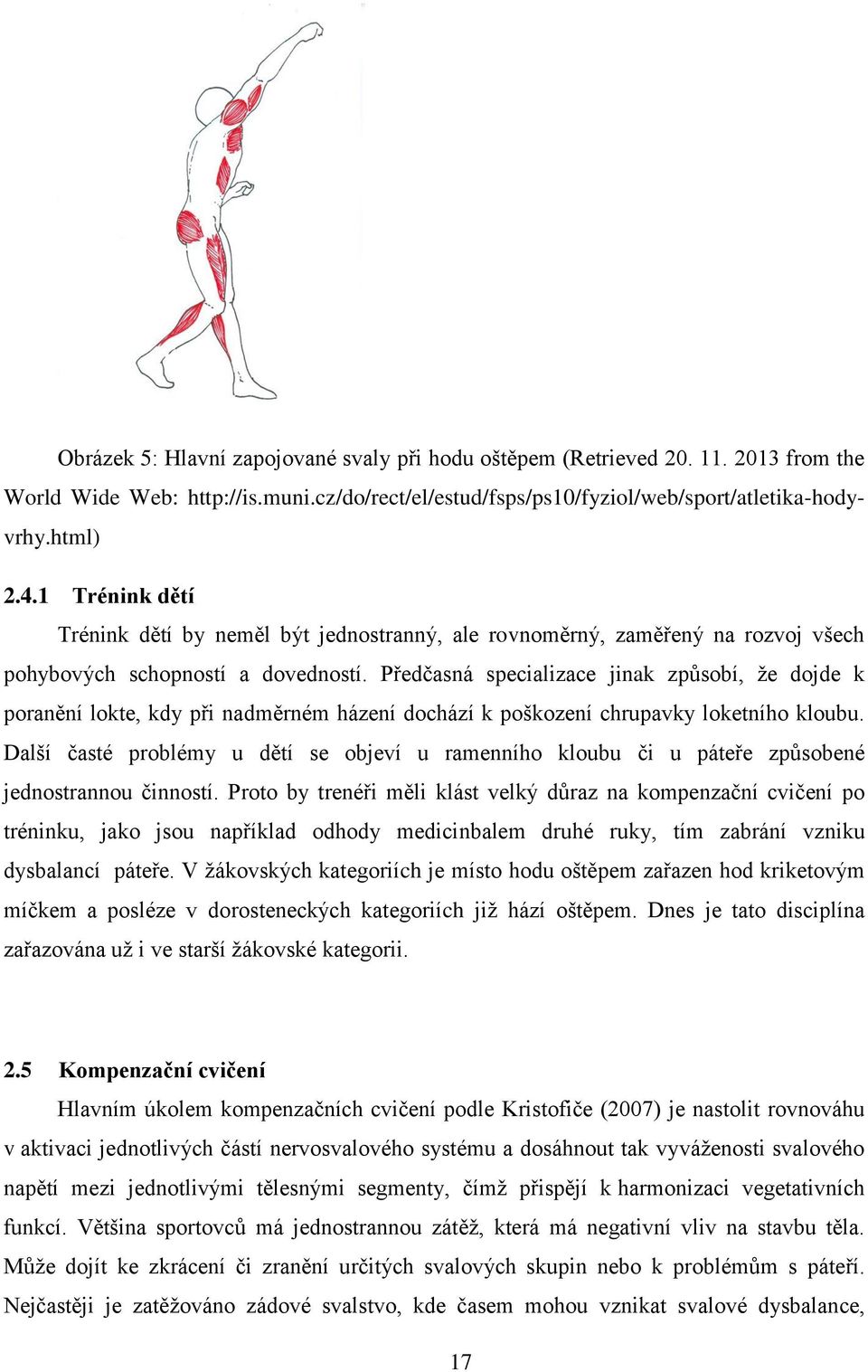 Předčasná specializace jinak způsobí, že dojde k poranění lokte, kdy při nadměrném házení dochází k poškození chrupavky loketního kloubu.