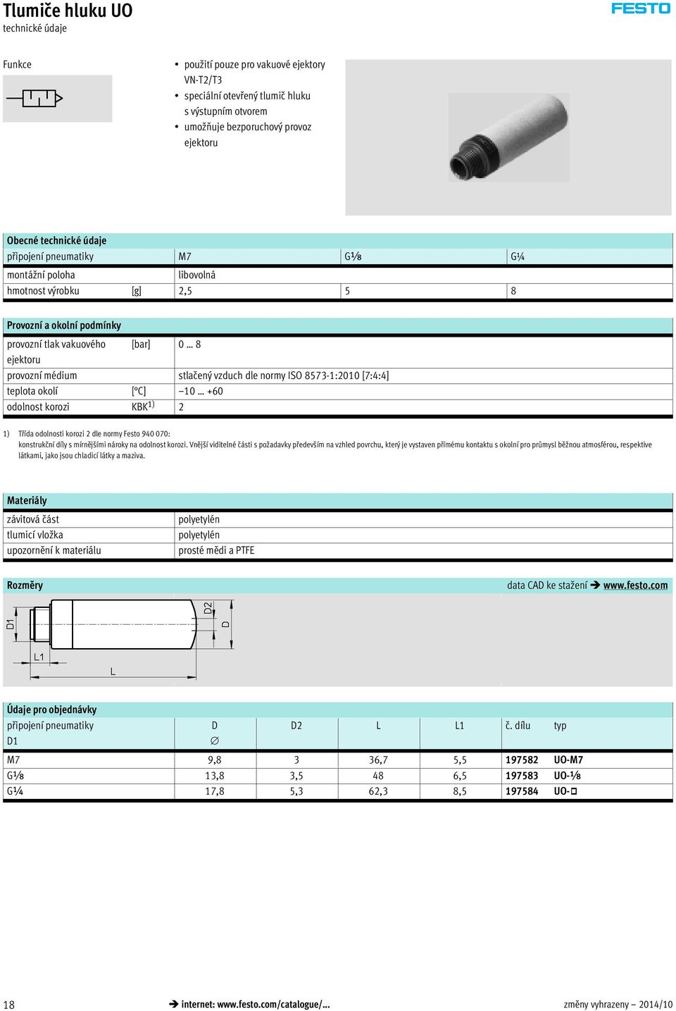 normy Festo 940 070: konstrukční díly s mírnějšími nároky na odolnost korozi.