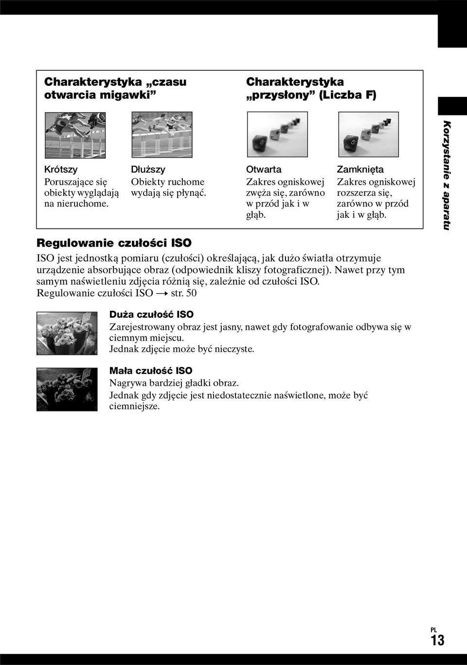 Regulowanie czułości ISO ISO jest jednostką pomiaru (czułości) określającą, jak dużo światła otrzymuje urządzenie absorbujące obraz (odpowiednik kliszy fotograficznej).